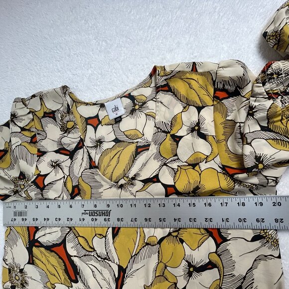 Cabi Sequel Blouse Womens Floral V-Neck Top Medium Long Sleeve Yellow Style 3954 - Picture 6 of 9